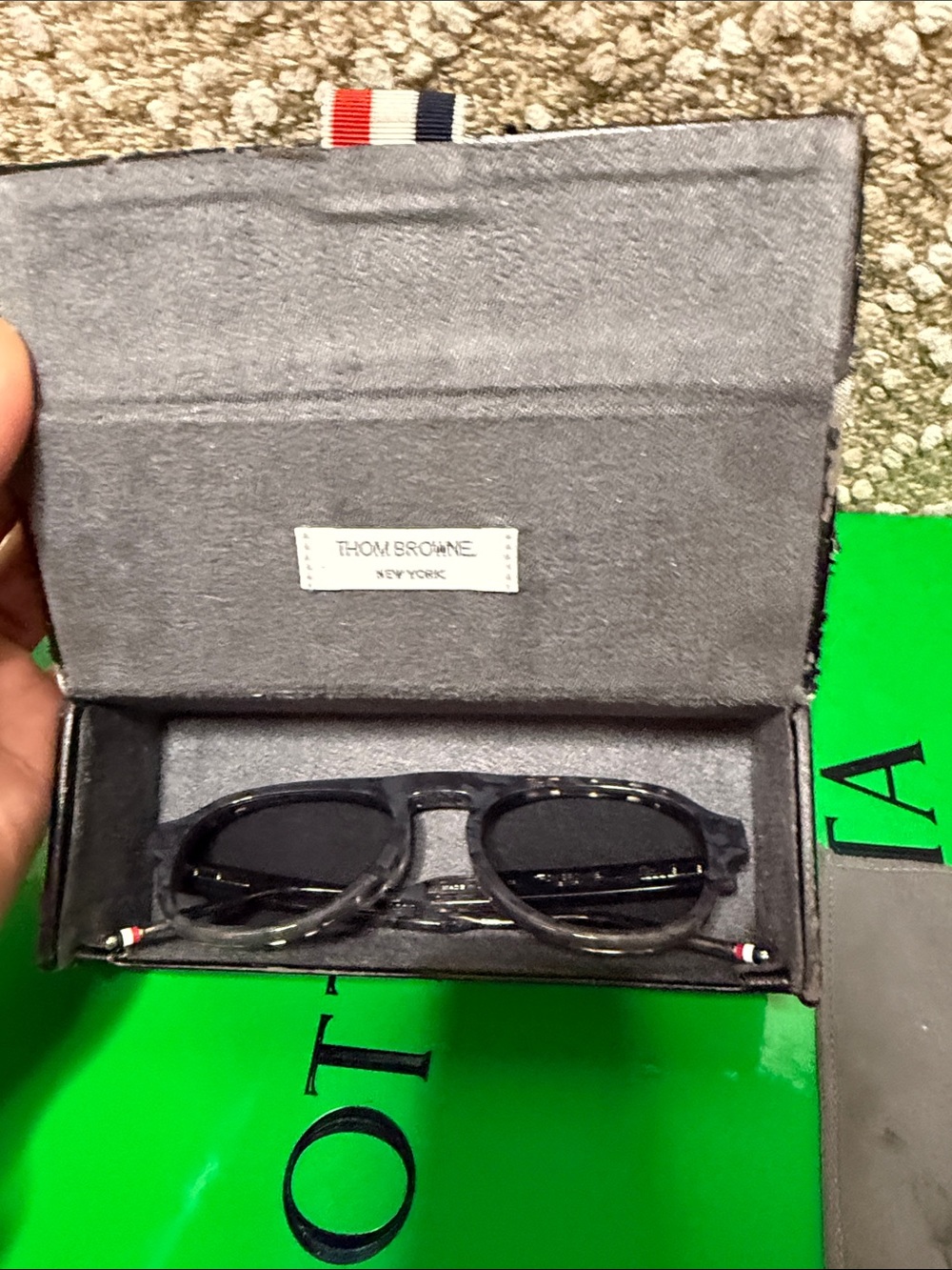Thom Browne Black Round Acetate Men’s Glasses with Silver Temples - Picture 5 of 5